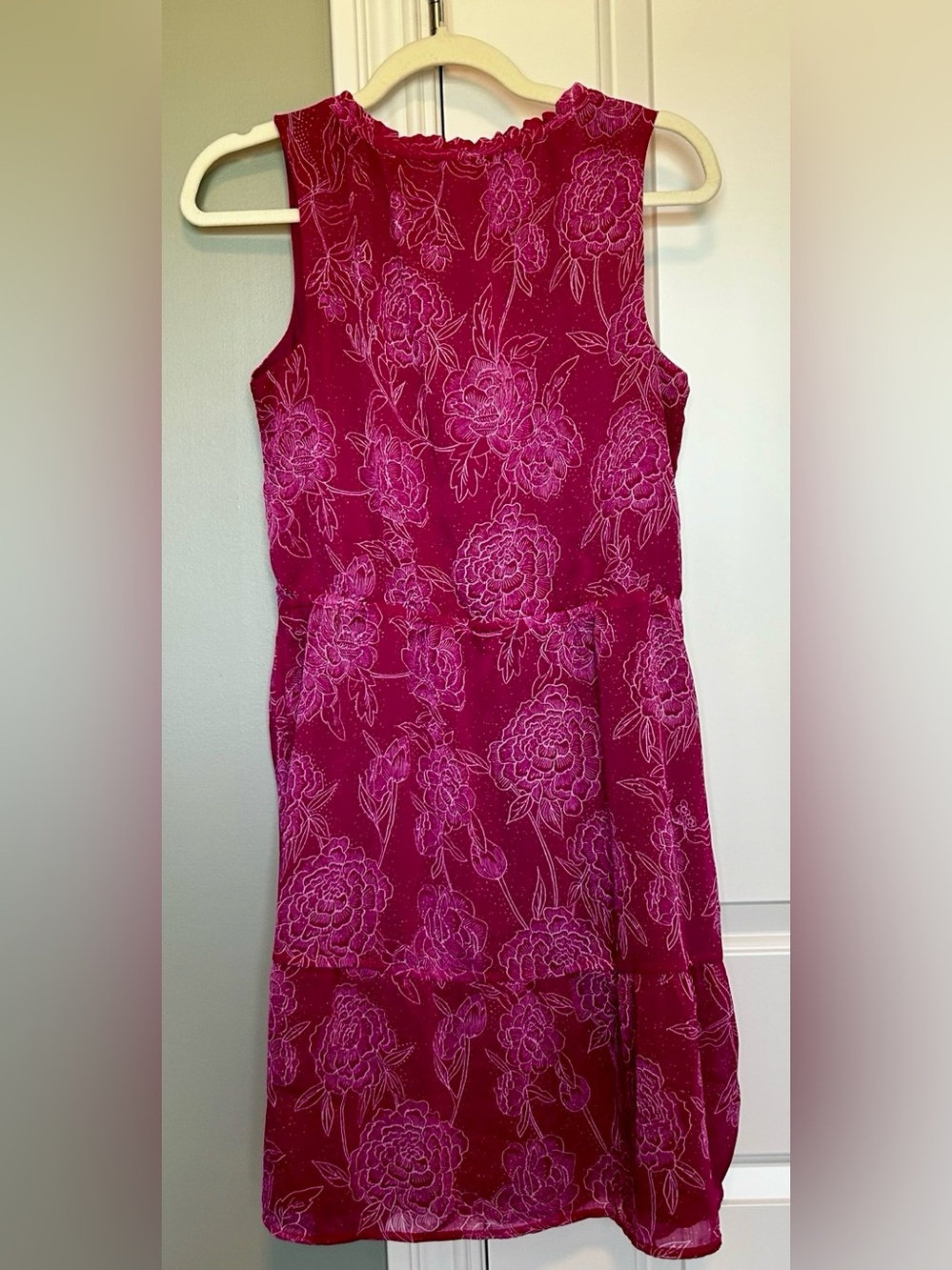 Merona Magenta Floral Sleeveless Tie-Neck Mini Dress - Picture 4 of 5